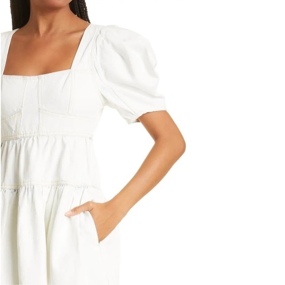 New Ulla Johnson Ames Denim Jean A Line Dress Whitewash Corset Style Sz 6 - Picture 14 of 15